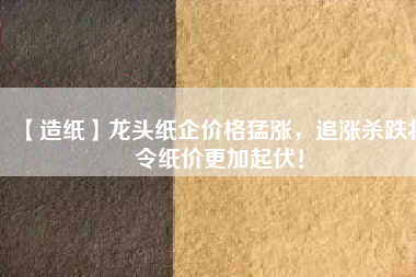 【造紙】龍頭紙企價格猛漲，追漲殺跌將令紙價更加起伏！