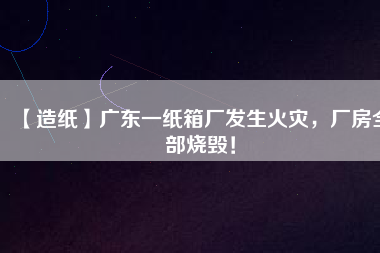 【造紙】廣東一紙箱廠發(fā)生火災，廠房全部燒毀！