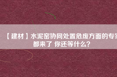 【建材】水泥窯協(xié)同處置危廢方面的專家都來了 你還等什么？