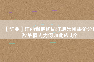 【礦業(yè)】江西省地礦局江地集團事企分體改革模式為何如此成功？