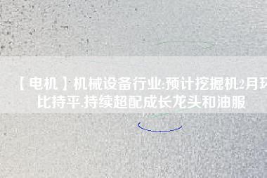 【電機(jī)】機(jī)械設(shè)備行業(yè):預(yù)計(jì)挖掘機(jī)2月環(huán)比持平,持續(xù)超配成長龍頭和油服 - TECO東元電機(jī) | 變頻器·伺服電機(jī)·減速機(jī)·電機(jī)解決方案