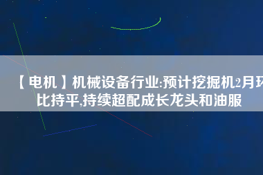 【電機(jī)】機(jī)械設(shè)備行業(yè):預(yù)計(jì)挖掘機(jī)2月環(huán)比持平,持續(xù)超配成長龍頭和油服 - TECO東元電機(jī) | 變頻器·伺服電機(jī)·減速機(jī)·電機(jī)解決方案
