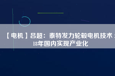 【電機(jī)】呂超:泰特發(fā)力輪轂電機(jī)技術(shù) 2018年國(guó)內(nèi)實(shí)現(xiàn)產(chǎn)業(yè)化 - TECO東元電機(jī) | 變頻器·伺服電機(jī)·減速機(jī)·電機(jī)解決方案