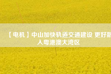 【電機】中山加快軌道交通建設(shè) 更好融入粵港澳大灣區(qū) - TECO東元電機 | 變頻器·伺服電機·減速機·電機解決方案