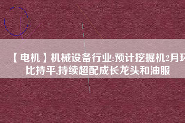 【電機(jī)】機(jī)械設(shè)備行業(yè):預(yù)計(jì)挖掘機(jī)2月環(huán)比持平,持續(xù)超配成長龍頭和油服 - TECO東元電機(jī) | 變頻器·伺服電機(jī)·減速機(jī)·電機(jī)解決方案